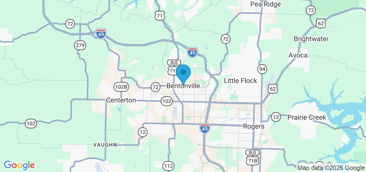 Map of the Bentonville Area service area in Northwest Arkansas